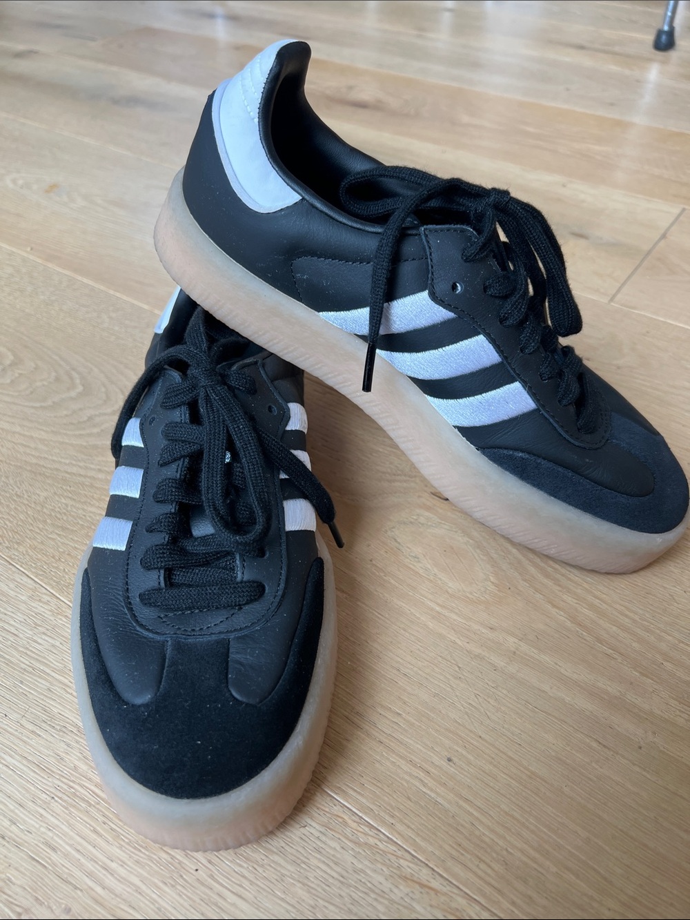 adidas Women's Black and White Sneakers with Gum Sole